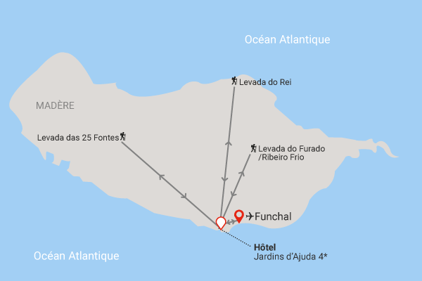 Circuit Randonnée à Madère, logement au Jardins d'Ajuda funchal Madère