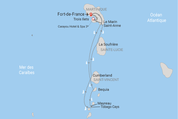 Combiné croisière et hôtel A la découverte des Grenadines et extension à l'hôtel Carayou Hôtel & Spa fort_de_france Martinique