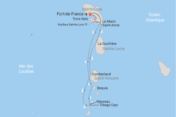 Combiné croisière et hôtel A la découverte des Grenadines et extension à l'hôtel Karibea Sainte-Luce fort_de_france Martinique