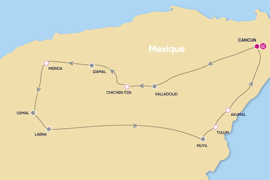Autotour Essentiel du Yucatan et plage cancun Mexique