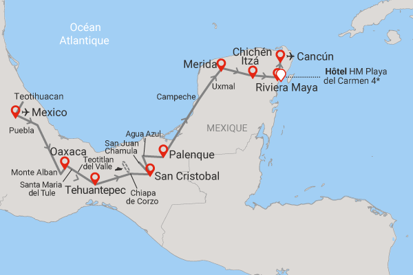 Circuit Entre civilisations aztèque et maya (avec 3 nuits au HM Playa del Carmen) mexico Mexique