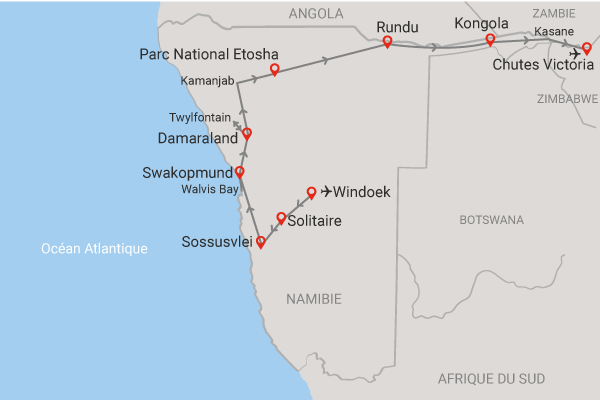Autotour Namibie et Bande de Caprivi windhoek Namibie