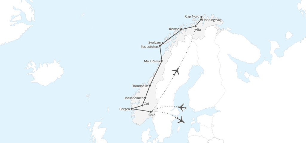 Circuit Cap sur la Norvège Oslo Norvege