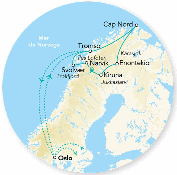 Circuit Merveilles du Cap Nord, Laponie & Iles Lofoten Oslo Norvege