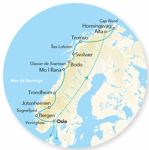 Circuit Splendeurs des Fjords & du Cap Nord 2025 Oslo Norvege