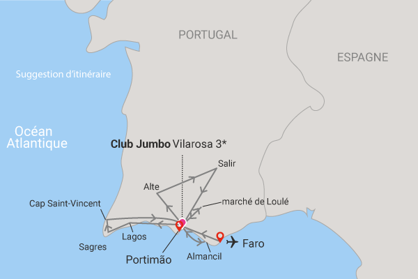 Circuit Couleurs de l'Algarve, logement Club Jumbo Vilarosa faro Portugal