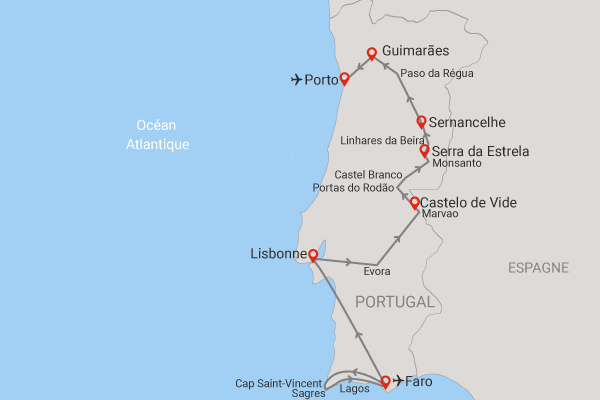 Circuit Grande traversée du Portugal faro Portugal