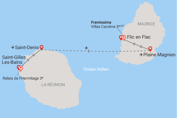 Combiné hôtels Douceurs de l'Océan Indien (Relais de l'Hermitage 3* & Framissima Villas Caroline 3* sup) saint_denis Reunion