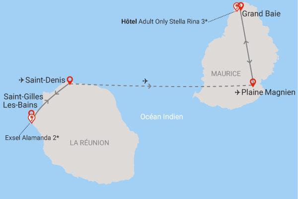 Séjour 2 en 1 : La Réunion et Maurice, Exsel Alamanda 2* et Adult Only Stella Rina saint_denis Reunion