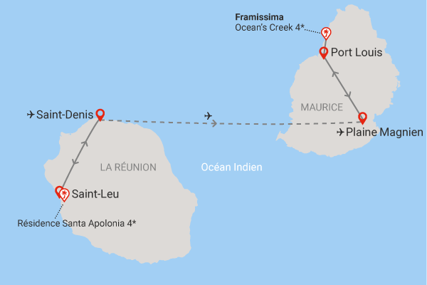 Séjour 2 en 1 : La Réunion et Maurice, Santa Apolonia 4* et Framissima Evasion Ocean's Creek saint_denis Reunion