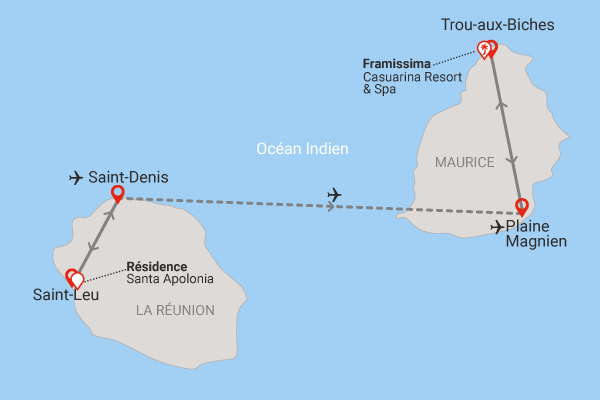 Séjour 2 en 1 : La Réunion et Maurice, Santa Apolonia 4* et Framissima Casuarina saintleu Reunion