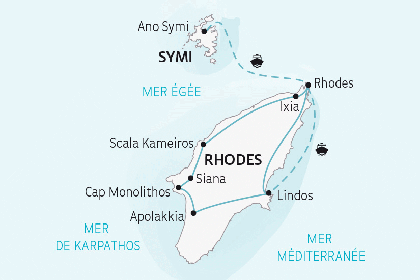 Circuit Rhodes Et Symi Douceurs Du Dod Can Se Rhodes Promovacances   Carte Rhodes Et Symi Douceurs Du Dodecanese 635055 Carte Circuit 