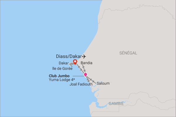 Circuit Racines et Plages du Sénégal, logement au Jumbo Yuma Lodge saly Senegal