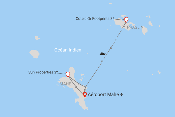 Combiné hôtels Combiné 2 îles - Côte d'Or Footprints 3* (4 nuits) + Sun Properties 4* (3 nuits) Mahe Seychelles