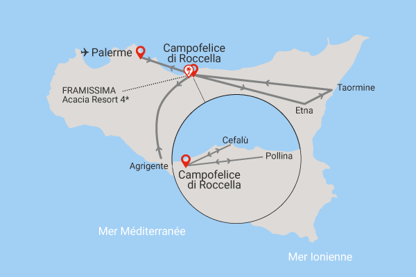 Circuit Couleurs de Sicile, logement au Framissima Acacia Resort campofellice_di_rocella Sicile et Italie du Sud