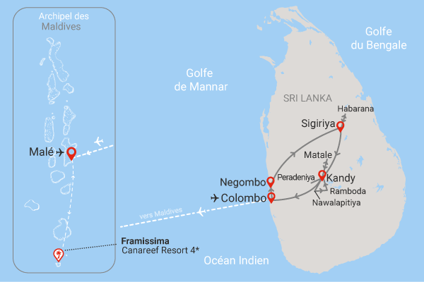 Combiné circuit et hôtel Authentique Sri Lanka 3* & extension Maldives au Framissima Evasion Canareef colombo Sri Lanka