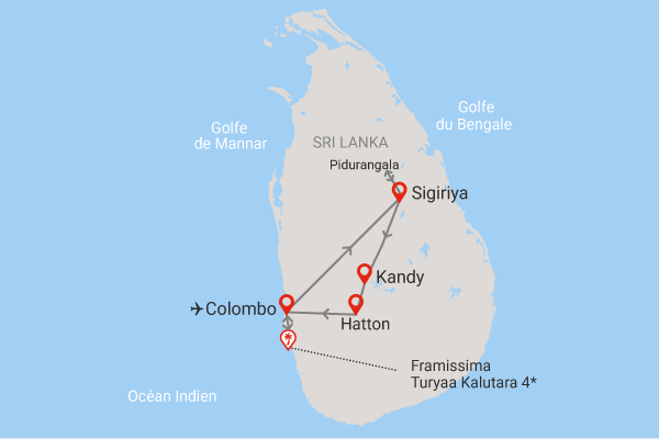 Combiné circuit et hôtel Couleurs de Ceylan + extension Framissima Turyaa Kalutara colombo Sri Lanka