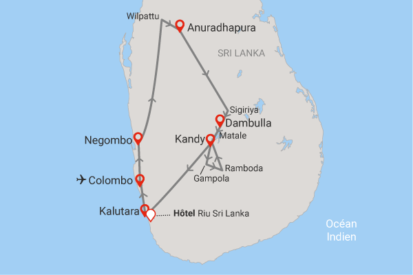 Combiné circuit et hôtel Intense Sri Lanka (privatif) & plage au Fram Sélection Riu Sri Lanka colombo Sri Lanka