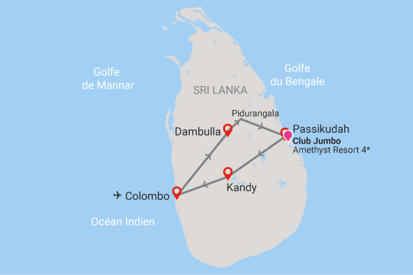 Combiné circuit et hôtel Plein Vent Sélection Amethyst 4* et 2 jours de visites colombo Sri Lanka