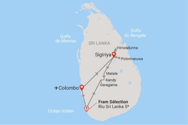 Combiné circuit et hôtel Royaume de Ceylan (collectif) & plage au Fram Sélection Riu Sri Lanka colombo Sri Lanka