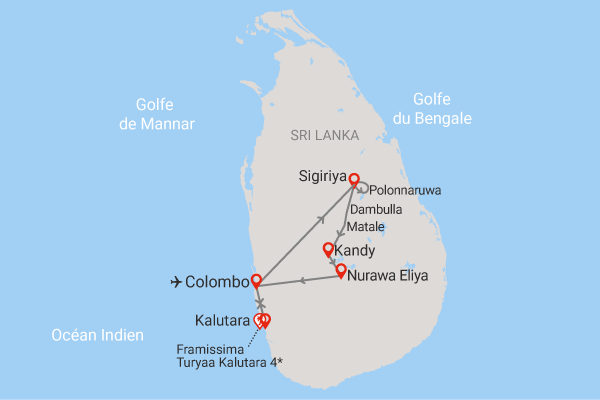 Combiné circuit et hôtel Simplement Sri Lanka + extension Framissima Turyaa Kalutara colombo Sri Lanka