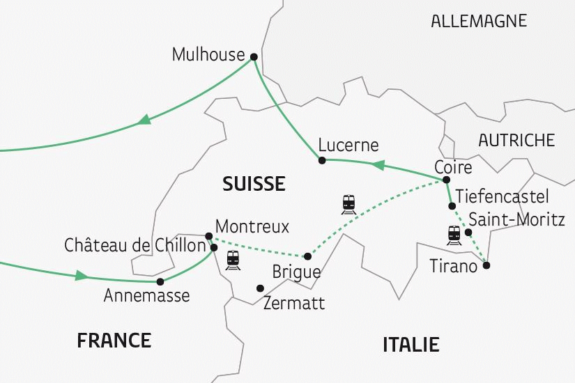 Circuit Glaciers Suisses et Trains de Montagne brig Suisse