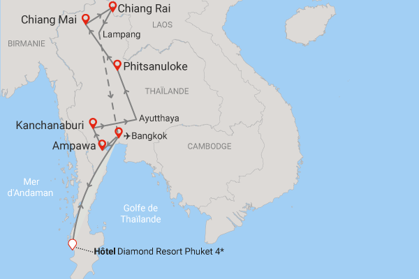 Circuit Beautés de Thaïlande + extension Diamond Resort bangkok Thailande