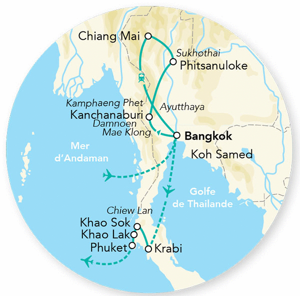 Circuit Merveilles de Thailande bangkok Thailande