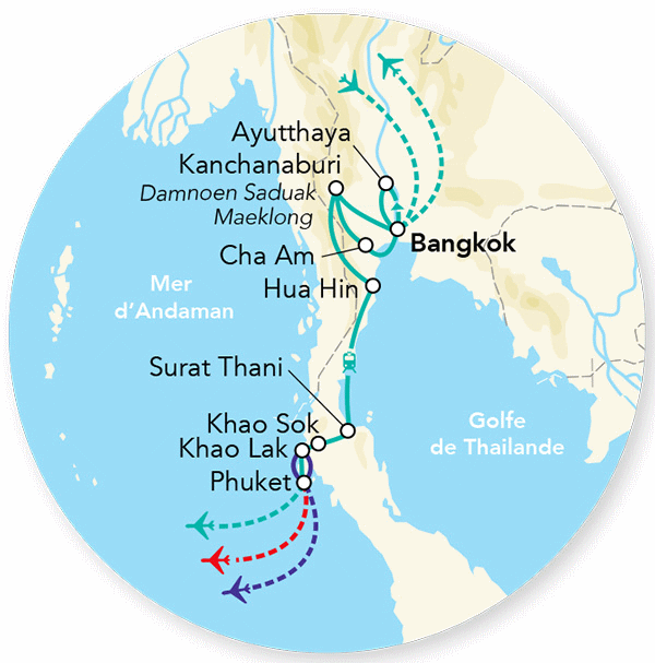 Combiné hôtels Splendeurs Sud Thaïlande, Khao Lak en hôtel 3* & extension Phuket en hôtel bangkok Thailande