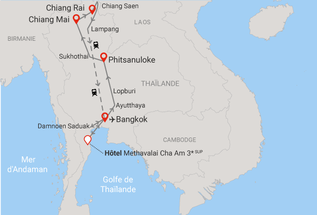 Combiné circuit et hôtel Essentiels de la Thaïlande + extension Methavailai Cha Am bangkok Thailande
