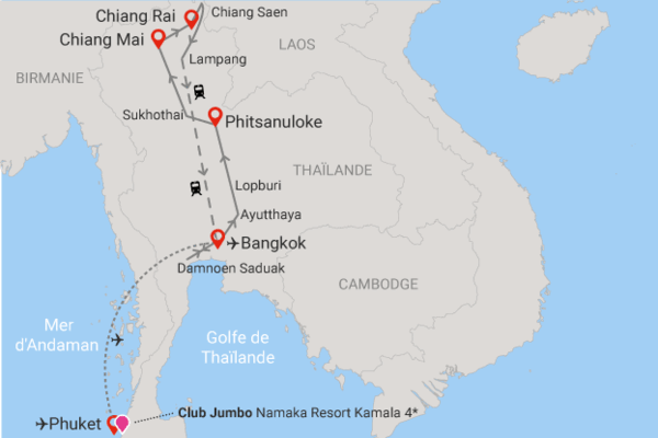 Combiné circuit et hôtel Essentiels de la Thaïlande, extension 5 nuits au Jumbo Namaka Resort Kamala bangkok Thailande