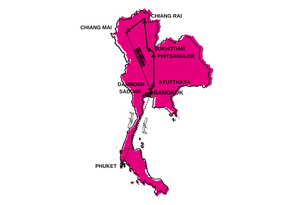 Circuit Grand Tour de Thailande et plage à Phuket bangkok Thailande