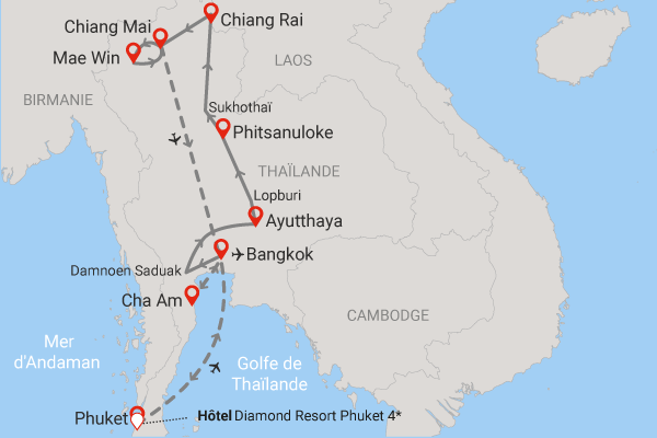 Circuit Richesses et traditions de Thaïlande + extension Diamond Resort bangkok Thailande