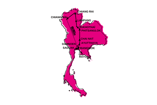 Combiné circuit et hôtel Royaume du Siam et Rayong bangkok Thailande