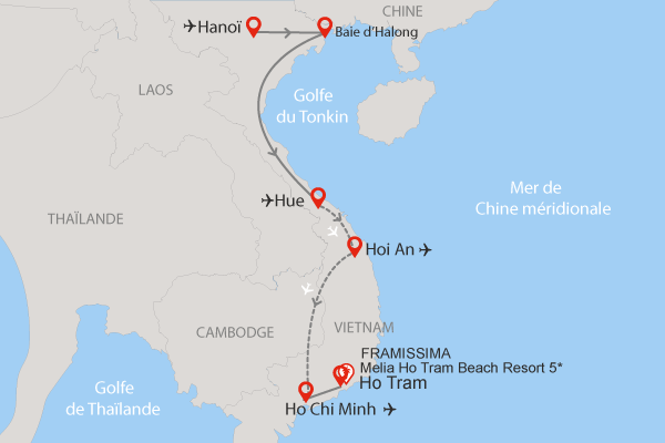 Combiné circuit et hôtel Merveilleux Vietnam en privatif 3* et extension 3 nuits au Immersion Melia Ho Tram hanoi Vietnam