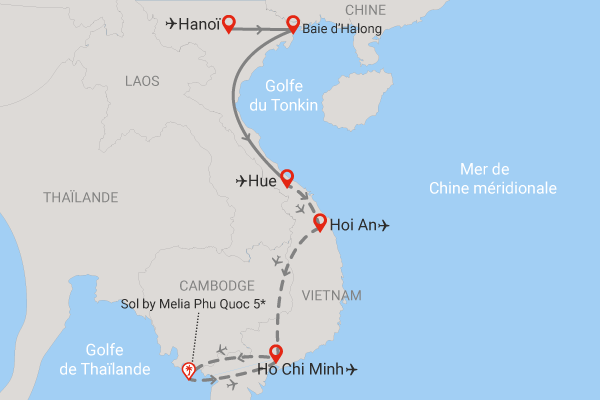 Combiné circuit et hôtel Merveilleux Vietnam en privatif 3* et extension 3 nuits au Sol by Melia Phu Quoc hanoi Vietnam