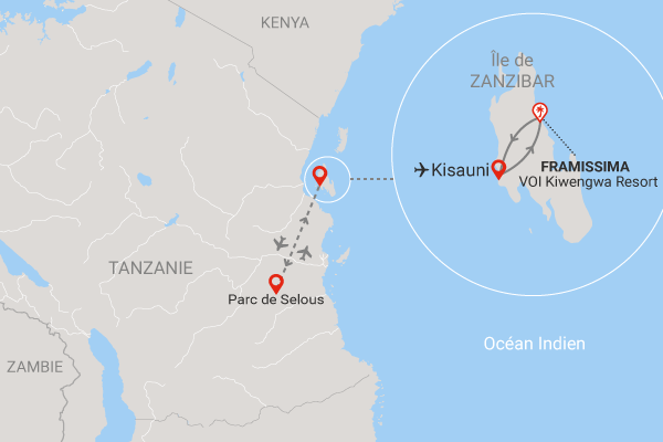Combiné circuit et hôtel Framissima Evasion Voi Kiwengwa Resort 4* avec 2 nuits au Parc de Selous kiwengwa Zanzibar