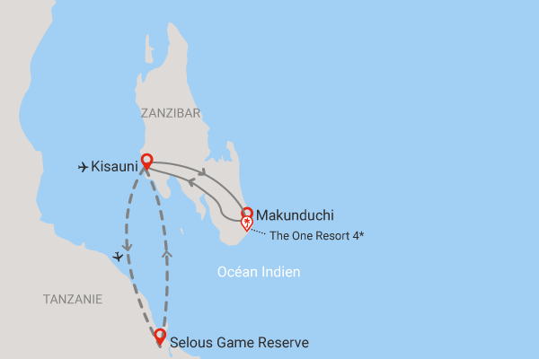 Combiné circuit et hôtel Fram Selection The One Resort 4* avec 2 nuits au Parc de Selous zanzibar Zanzibar