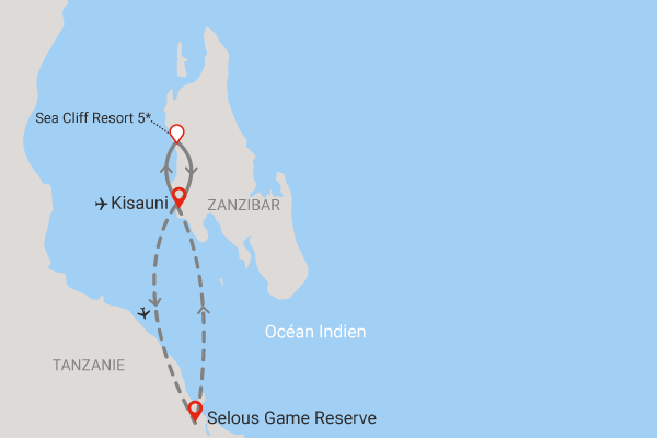 Combiné circuit et hôtel Sea Cliff Resort & Spa 5* avec 1 nuit au Parc de Selous zanzibar Zanzibar