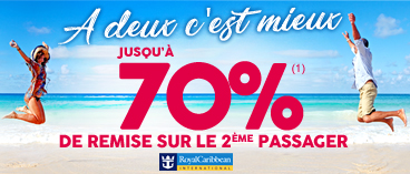 Jusqu'à -70% sur le 2ème passager avec RCCL